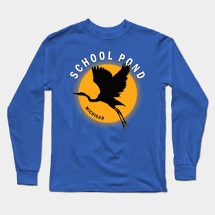 School Pond in Michigan Heron Sunrise Long Sleeve T-Shirt